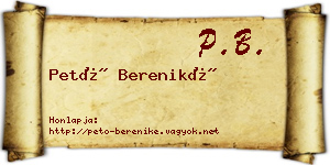 Pető Bereniké névjegykártya